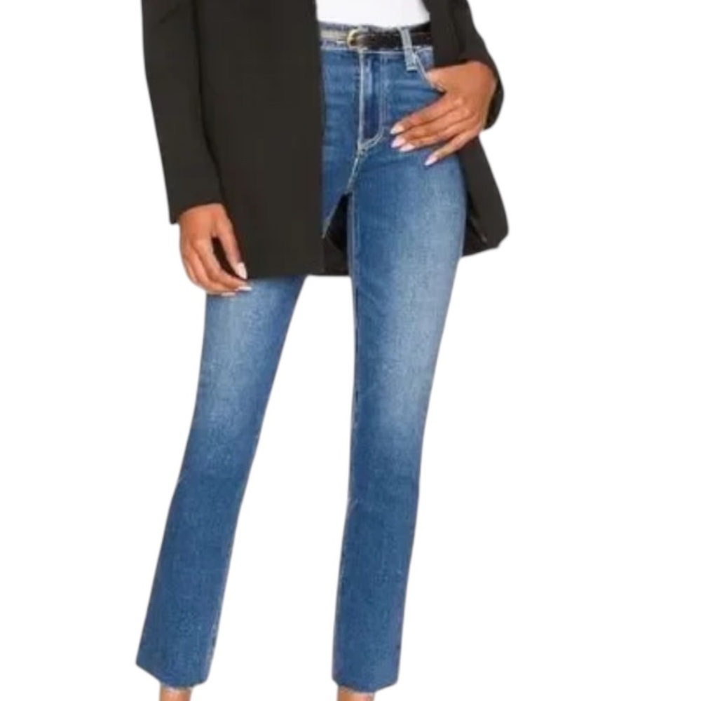 PAIGE Hoxton Slim Raw Hem High Rise Jeans 23 Eiffel Distressed NWT - Picture 9 of 9